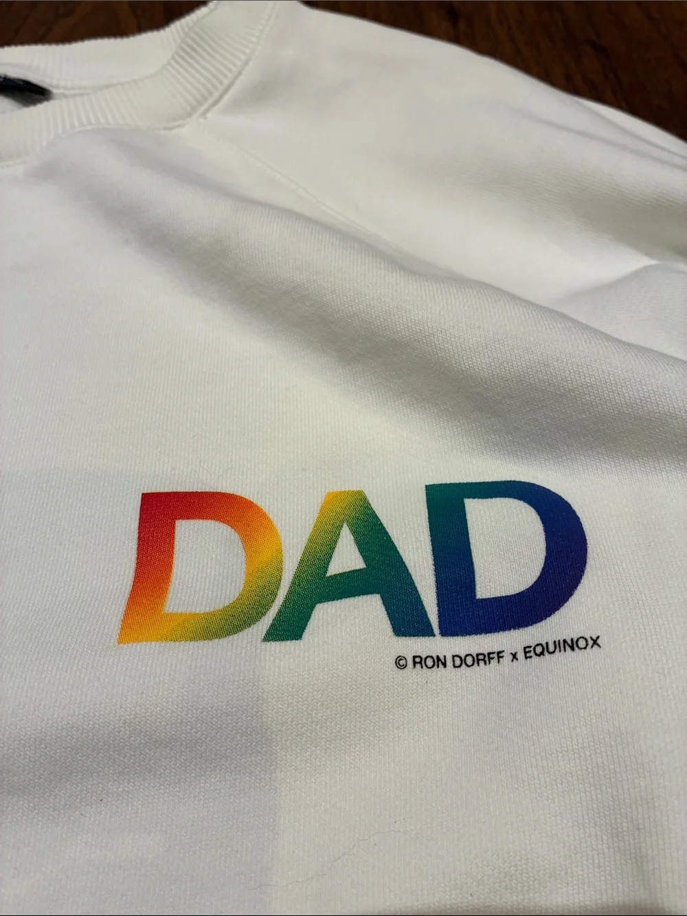 White Crewneck Sweater with Multicolor DAD Logo